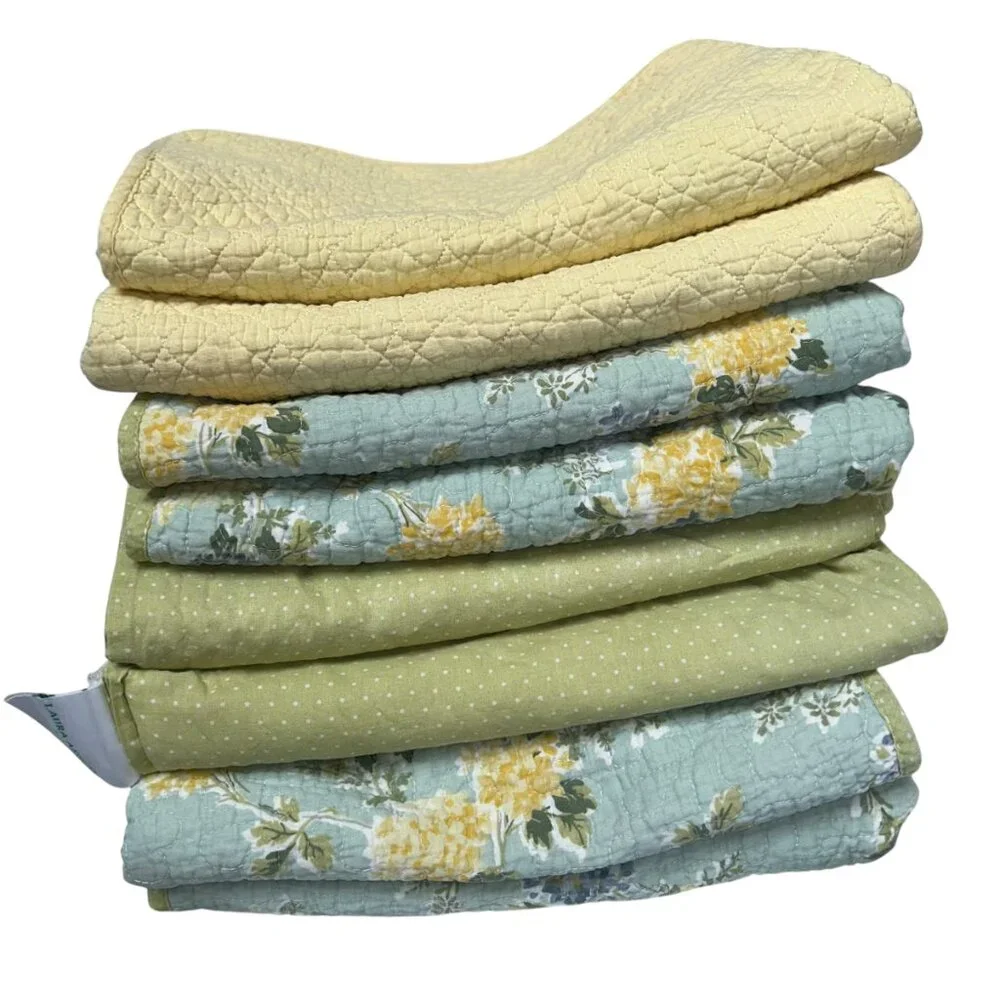 Laura Ashley floral quilted PAIR 2 standard pillow shams excellent condition